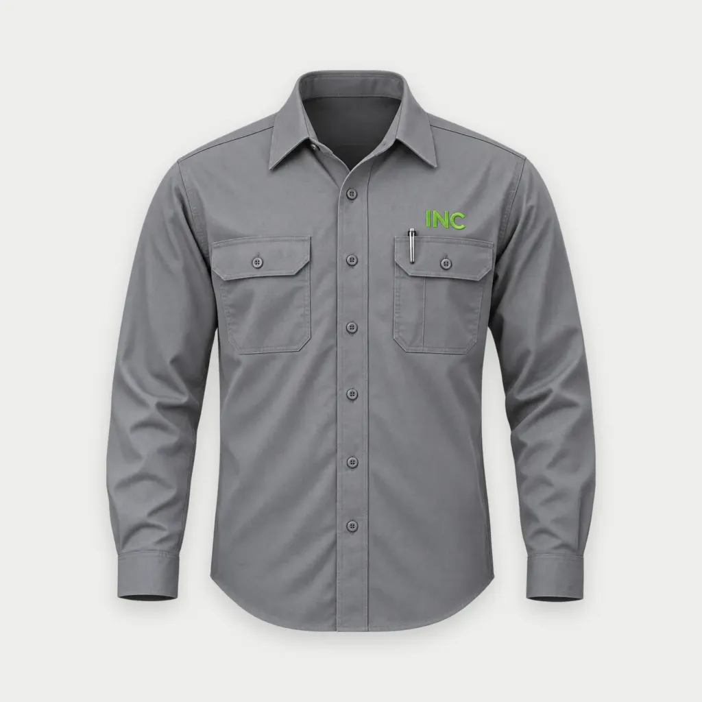 Camisa retardante al fuego de dotación INC, vista de frente